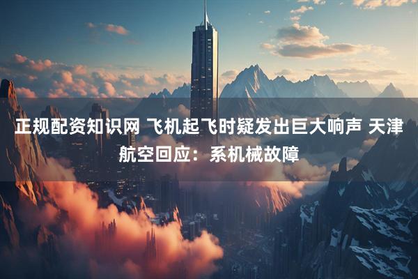 正规配资知识网 飞机起飞时疑发出巨大响声 天津航空回应：系机械故障